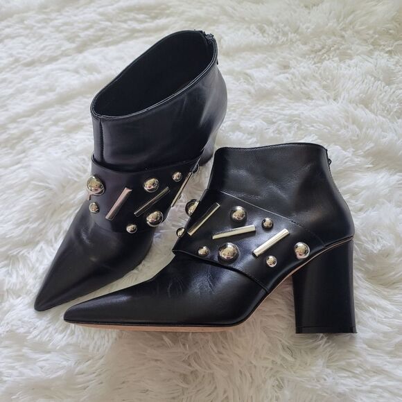 Donald J. Pliner Black Ankle Boots with Silver Studs - Picture 1 of 8